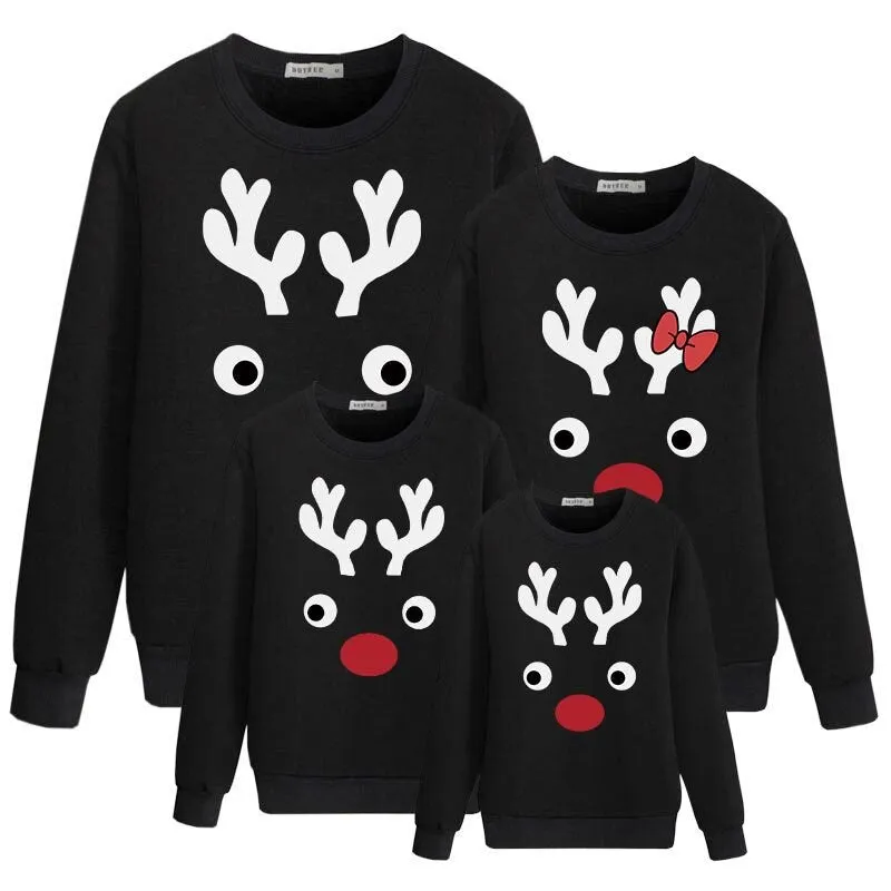 The Christmas Deer Nose Family Matching Sweaters