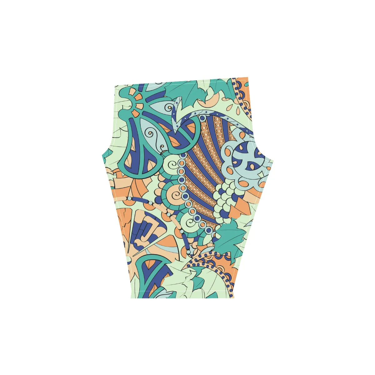 Tracery Pattern Mehndi Ethnic Colorful Doodle Women's Low Rise Capri Leggings (Invisible Stitch)