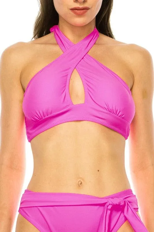 Two Piece Criss Cross Bow Tied Bikini