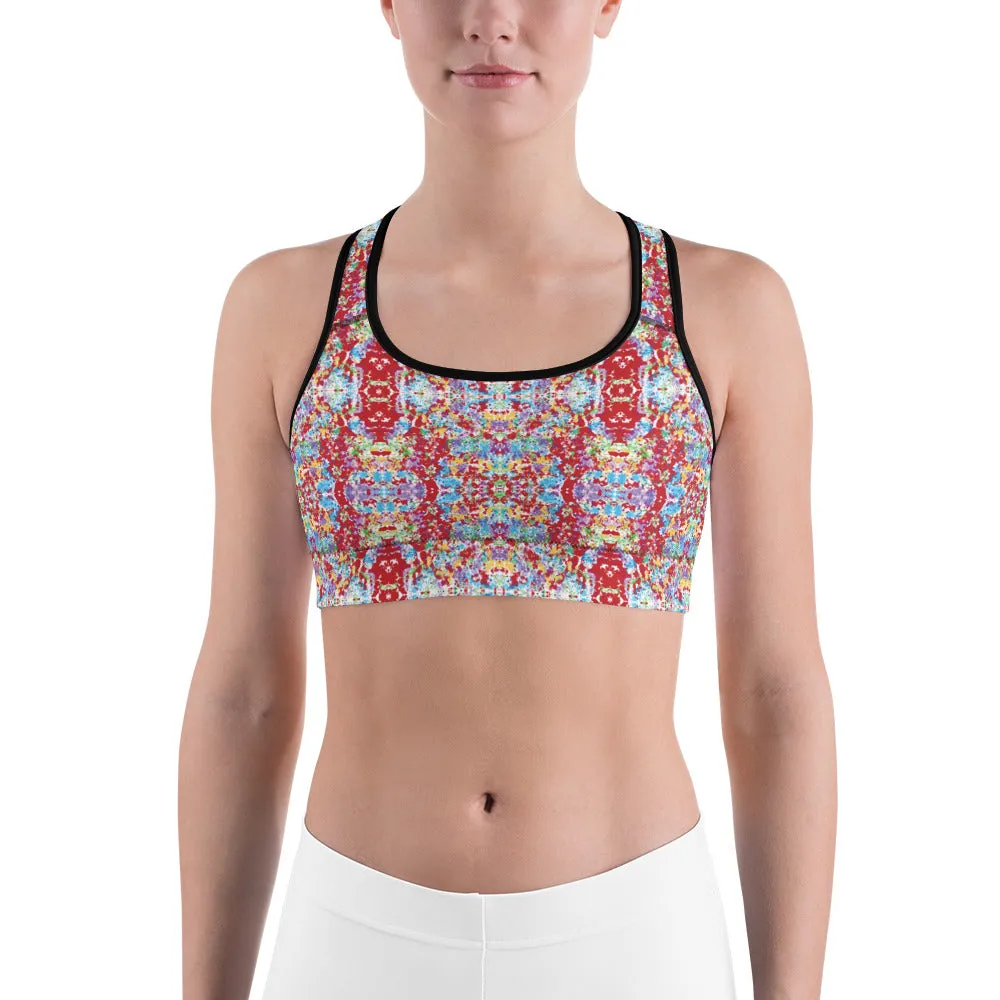 White Rainbow Kaleidoscope Sports Bra for women, Workout Bra, Athletic Bras