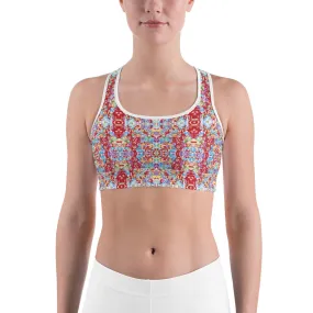 White Rainbow Kaleidoscope Sports Bra for women, Workout Bra, Athletic Bras