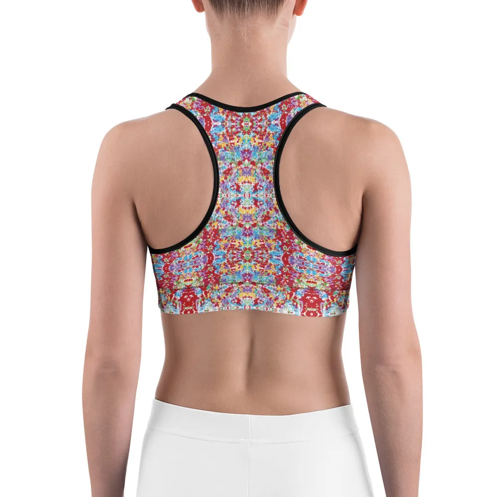 White Rainbow Kaleidoscope Sports Bra for women, Workout Bra, Athletic Bras