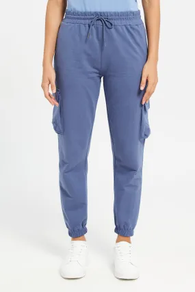 Women Blue Jogger With Utility Pockets