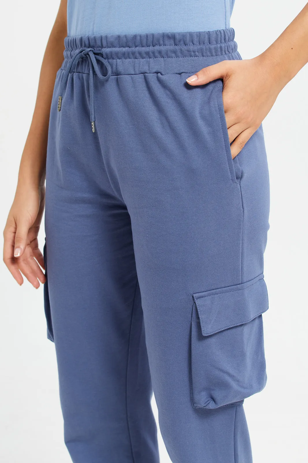 Women Blue Jogger With Utility Pockets