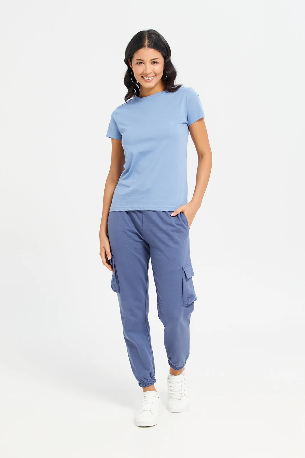 Women Blue Jogger With Utility Pockets