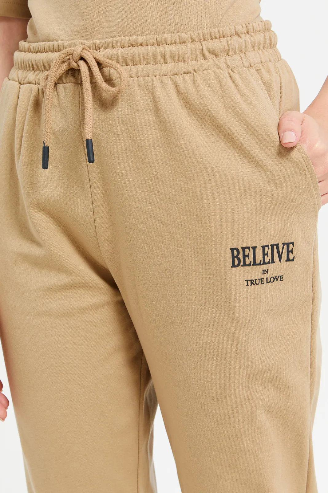 Women Brown Joggers With Pockets