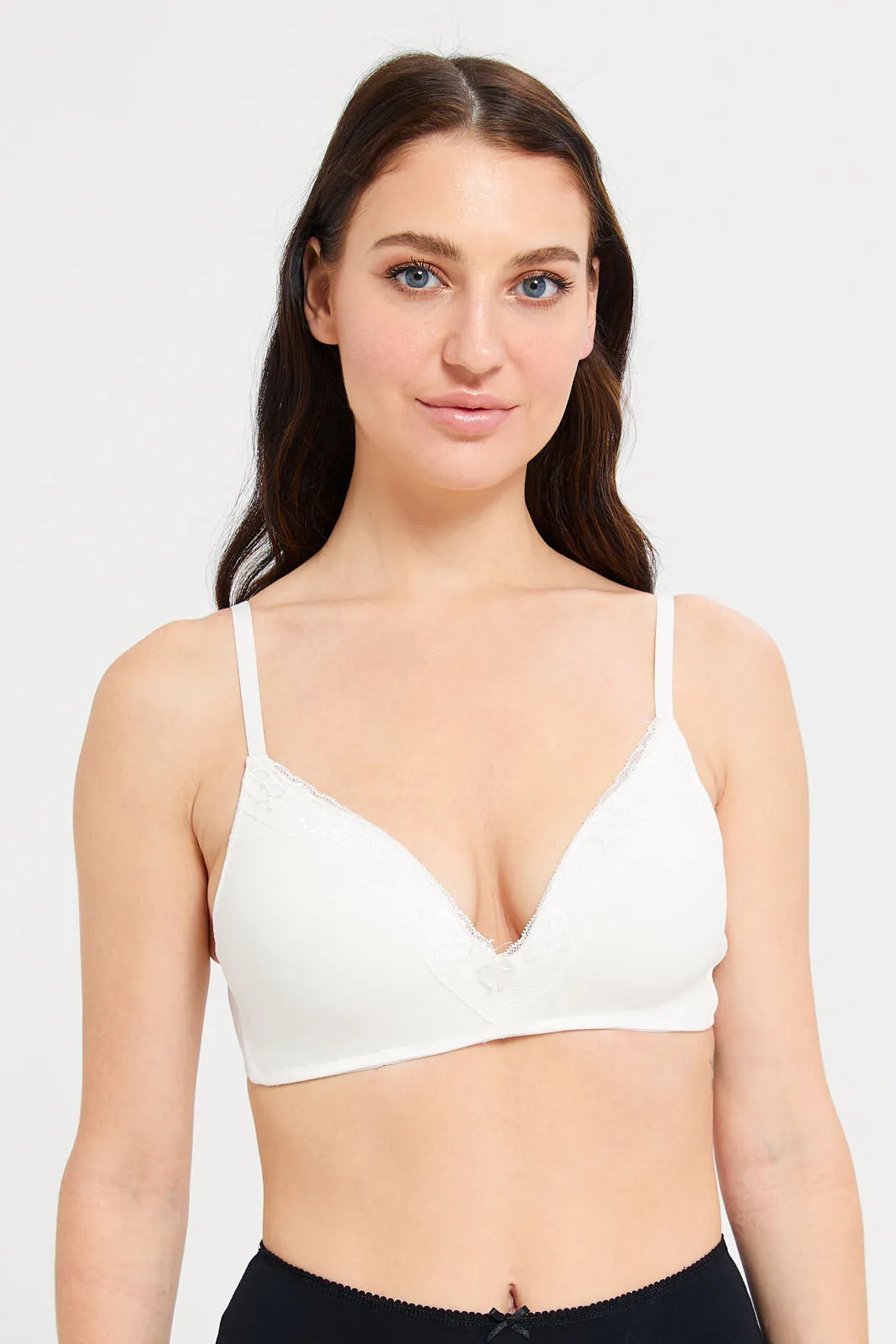 Women Grey And Ivory Non-Wired Bra Set (Pack Of 2)