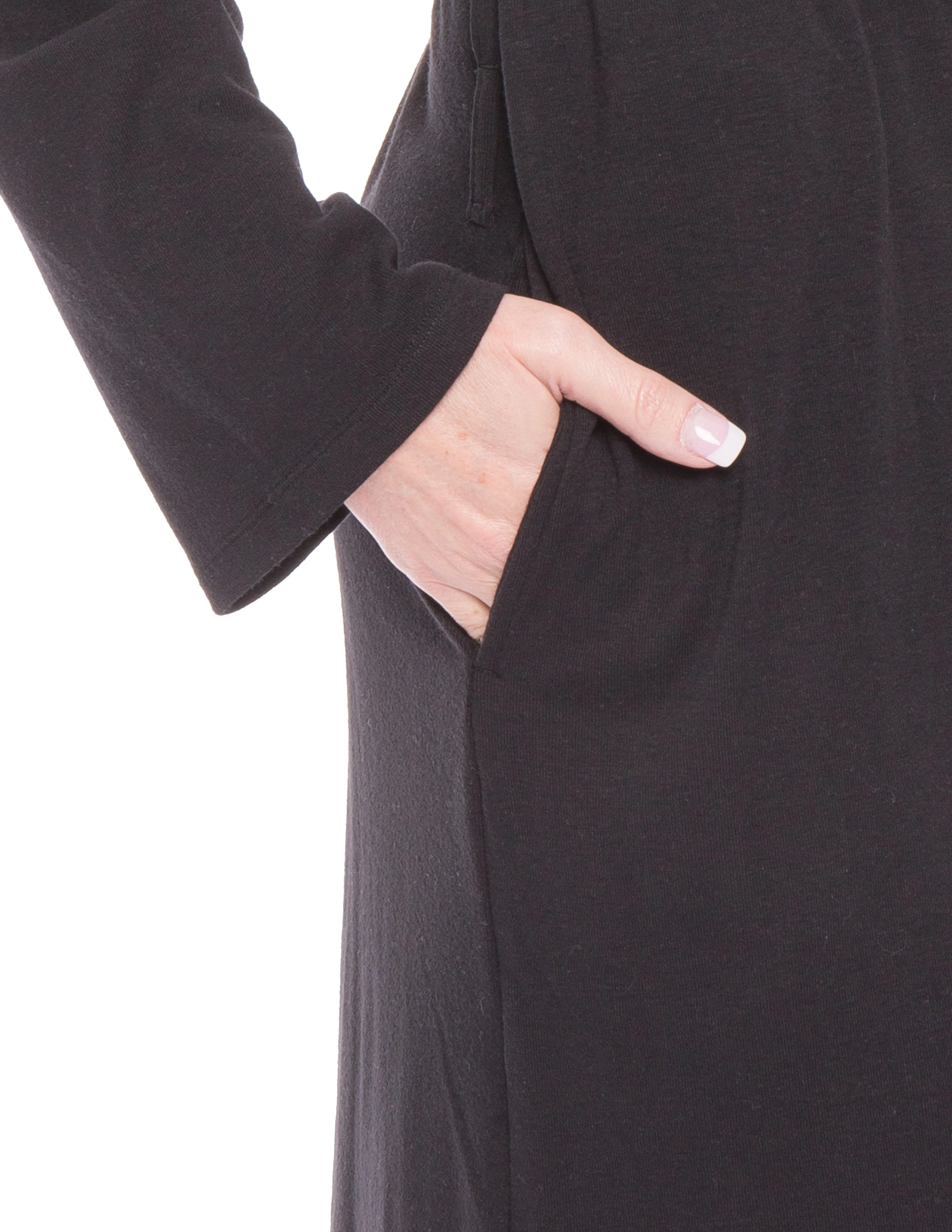 Women's Cozy Rib Knit Jersey Knee-Length Soft Robe