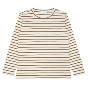 women's cream and mocha stripe long sleeve knit tee