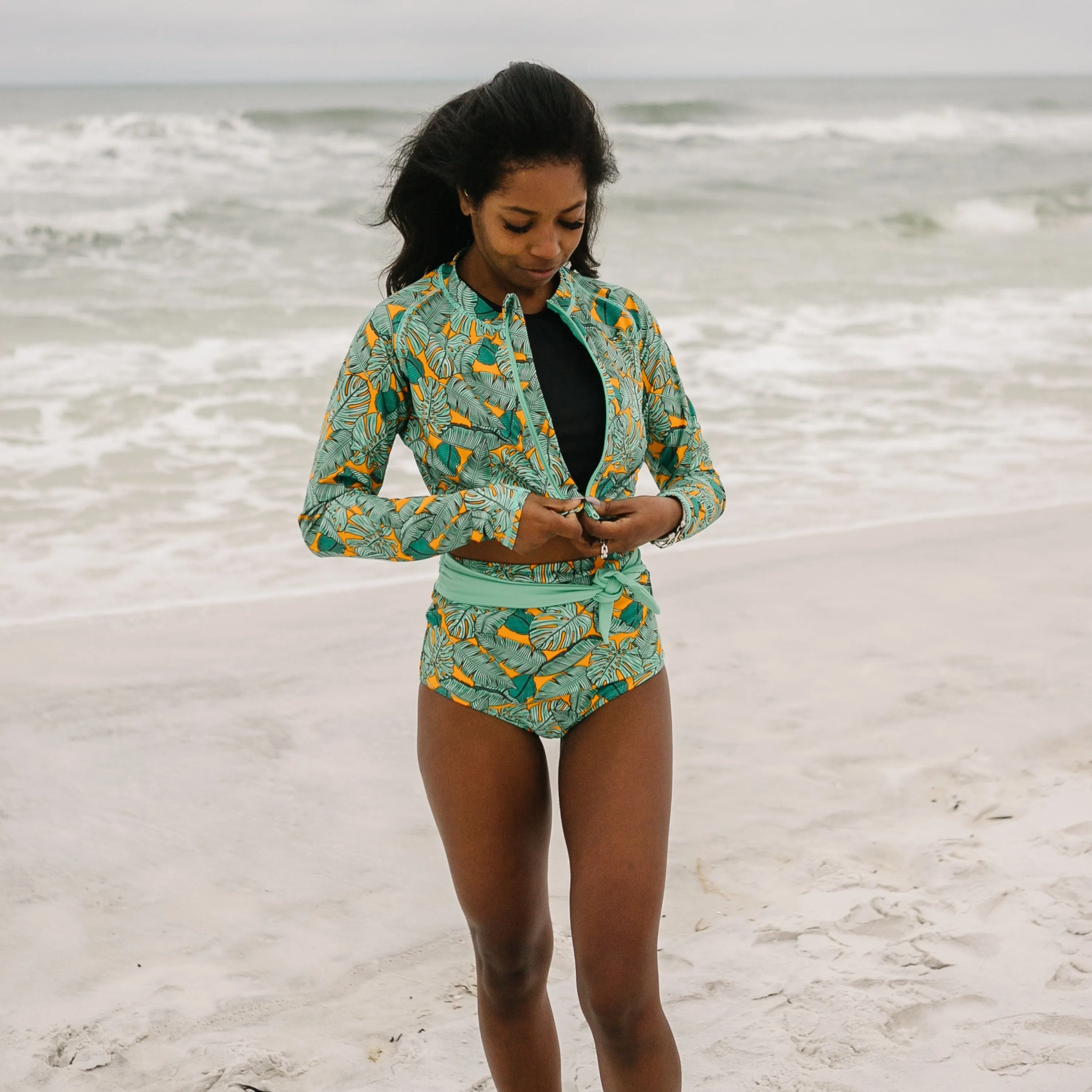 Women's Long Sleeve Crop Rash Guard | “The Tropics”