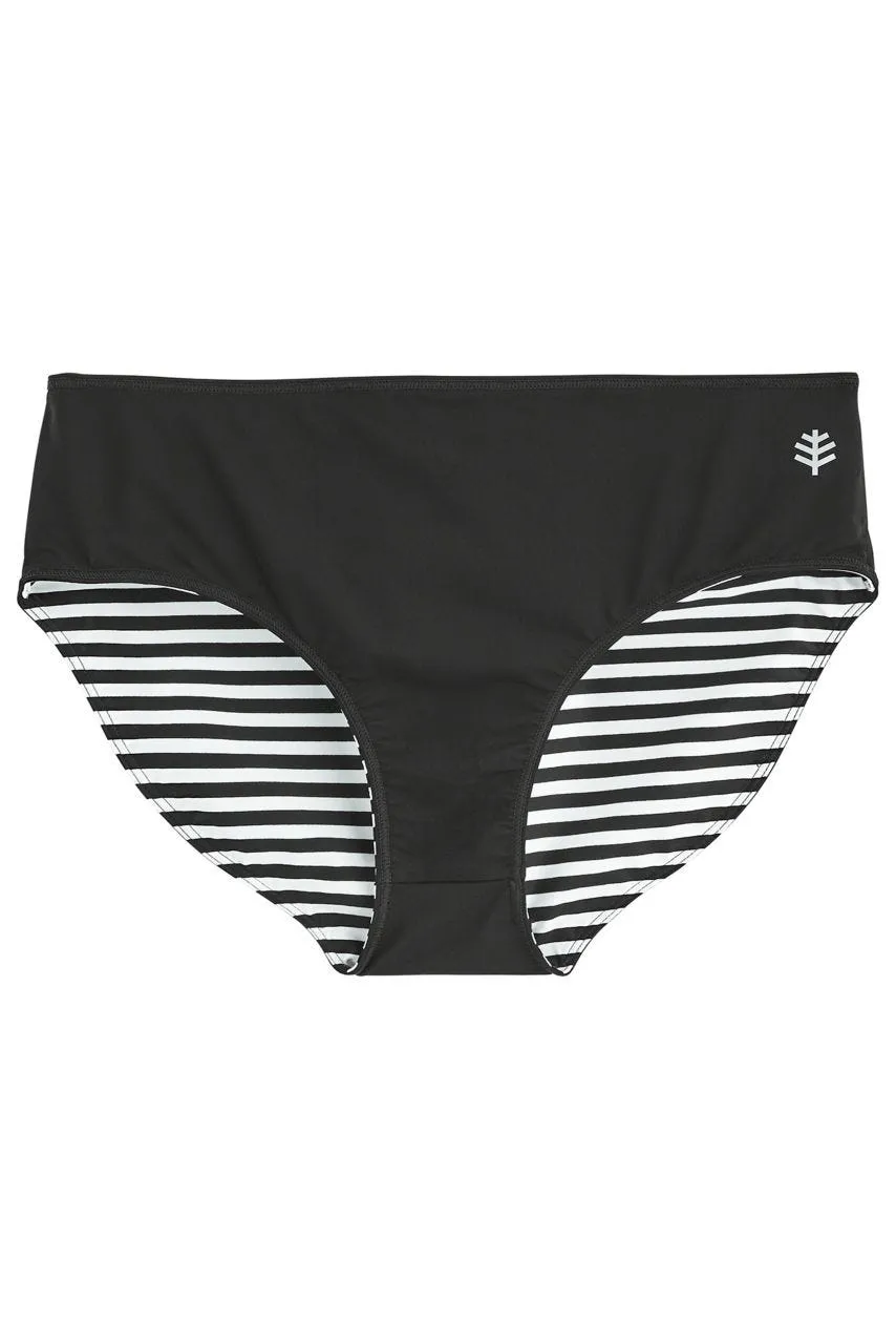 Women's Medley Reversible Swim Bottoms | Black/White