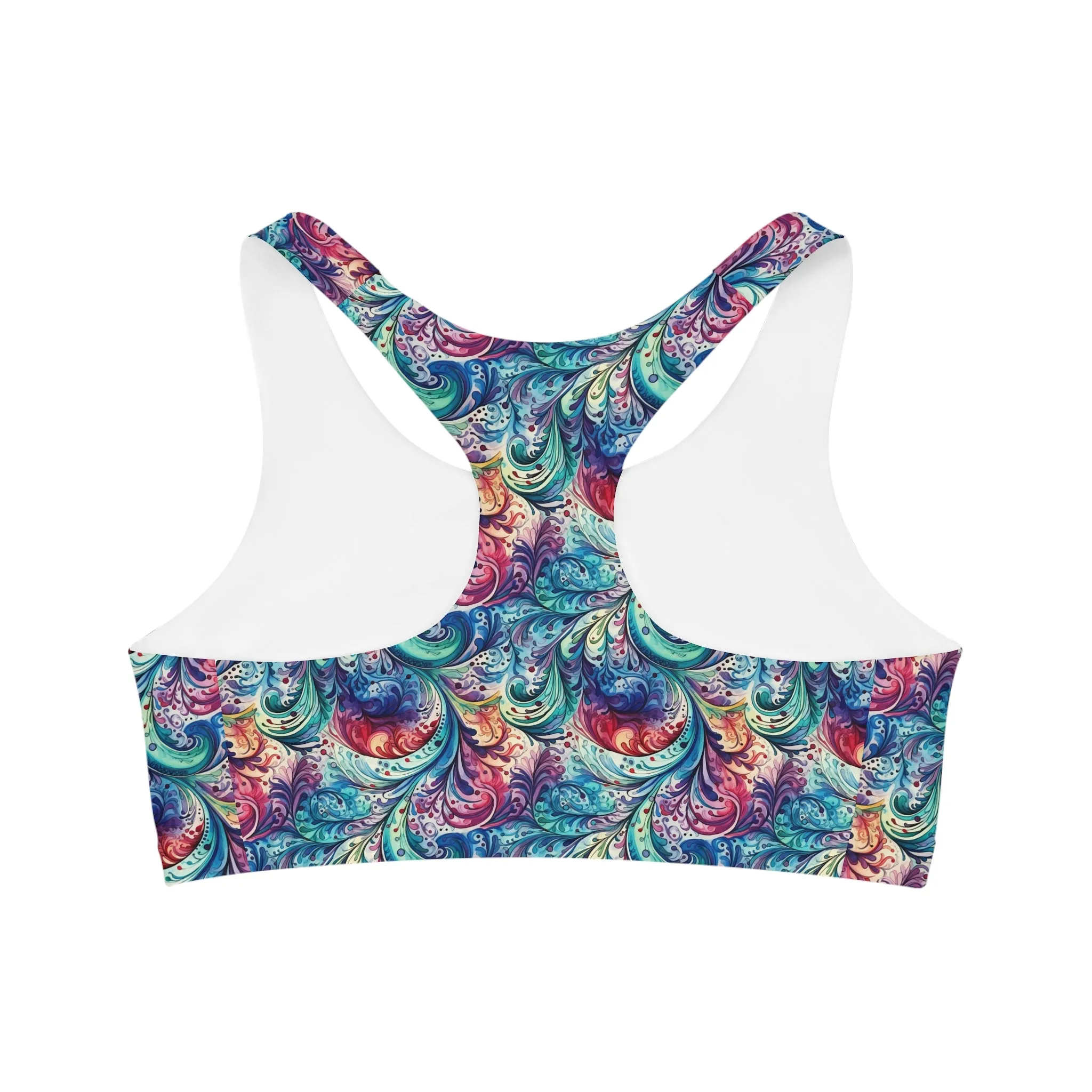 Women's Seamless Sports Bra, Blue Paisley, Women's Crop Top, Women's Sportswear, Women's Athleticwear, Women's Activewear