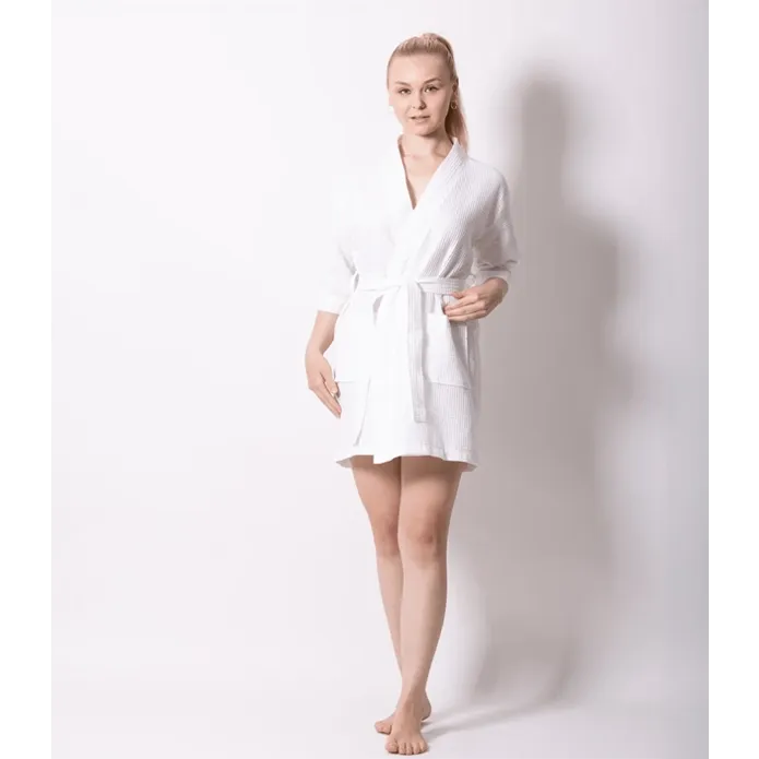 Women's Waffle Kimono Short Bathrobe - Luxury Cotton Turkish, New & Improved Value Edition