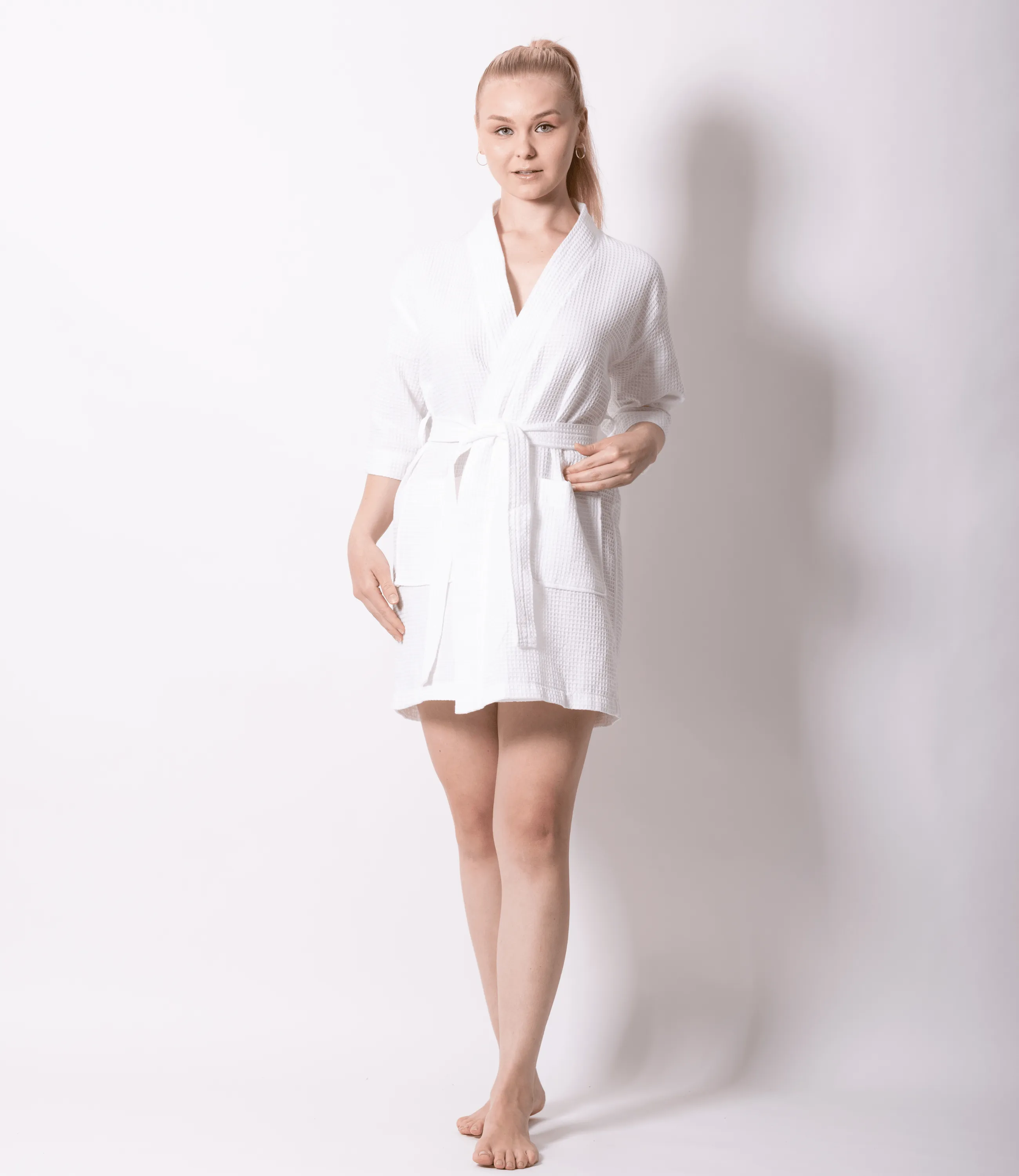 Women's Waffle Kimono Short Bathrobe - Luxury Cotton Turkish, New & Improved Value Edition