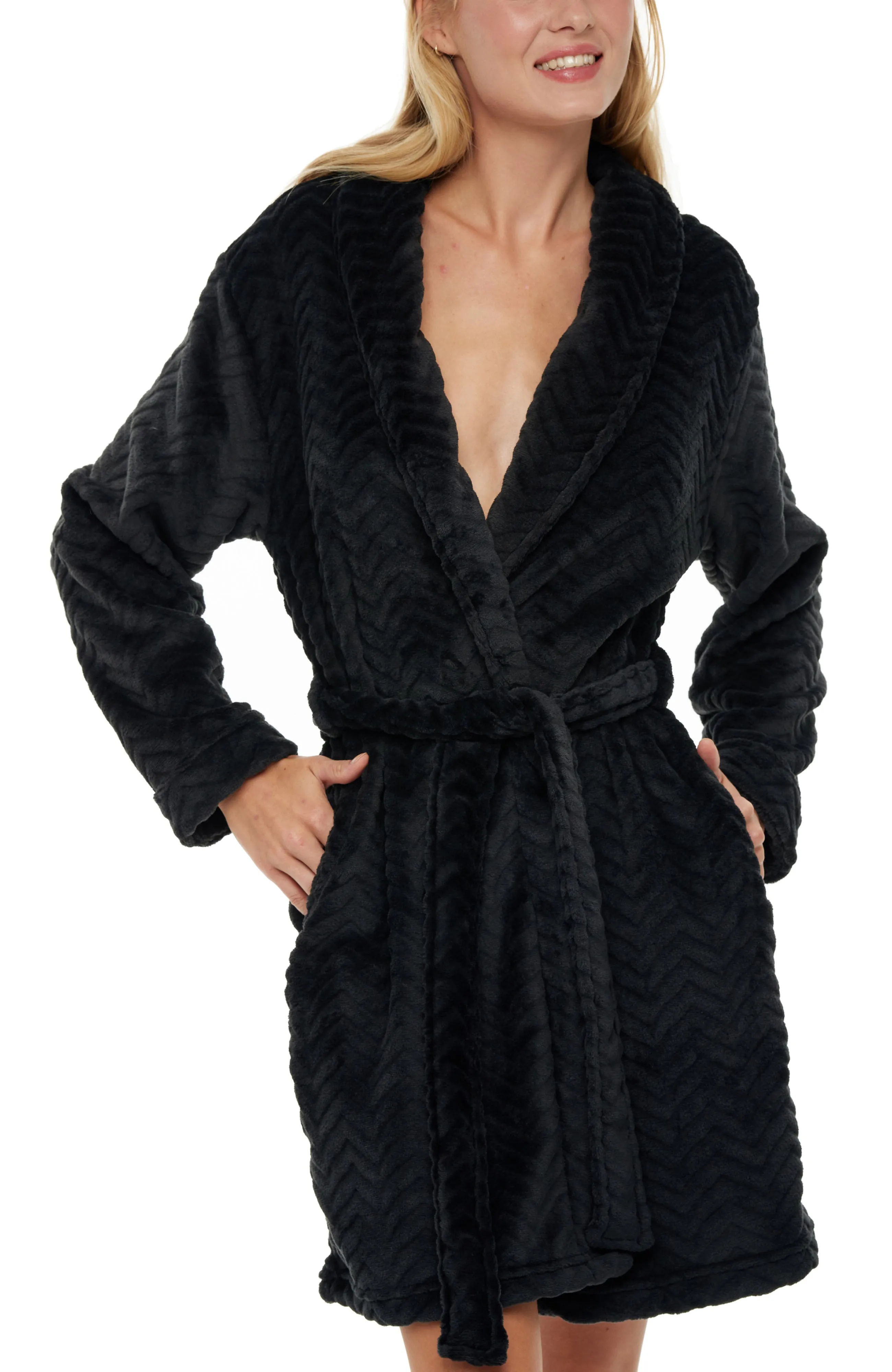 Women's Warm Soft Plush Fleece Bathrobe, Knee Length Robe