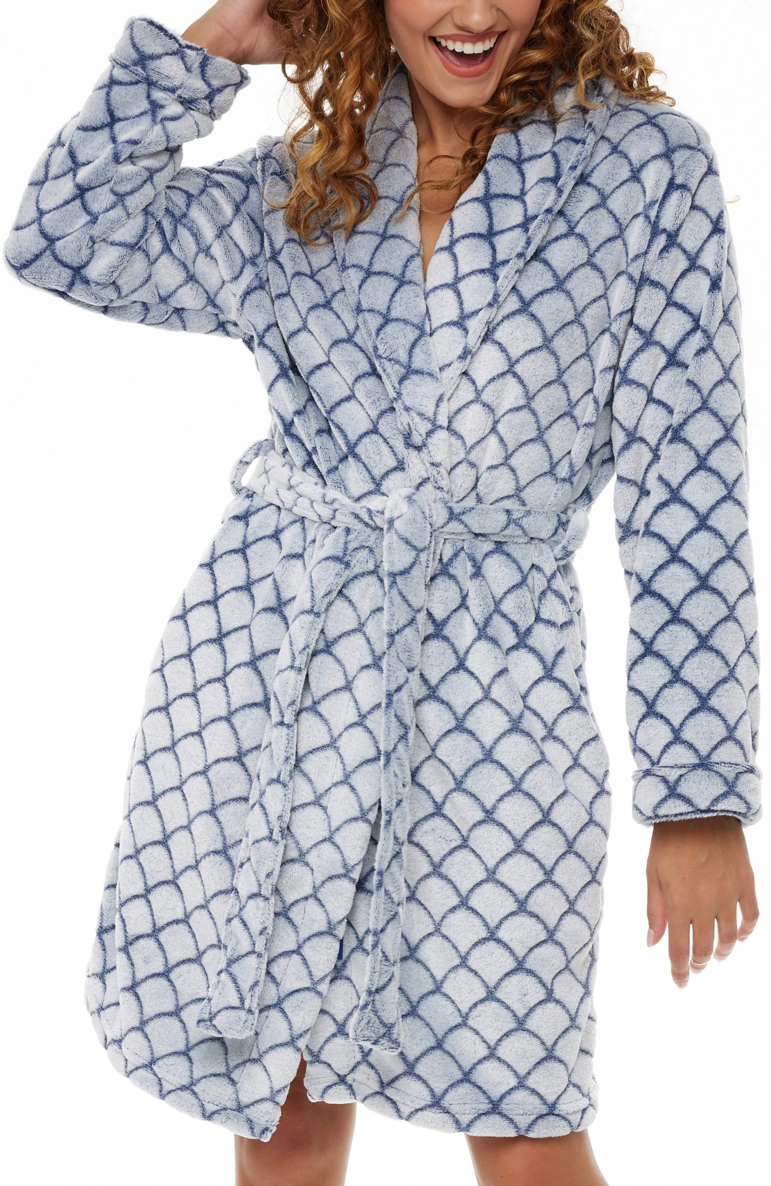 Women's Warm Soft Plush Fleece Bathrobe, Knee Length Robe